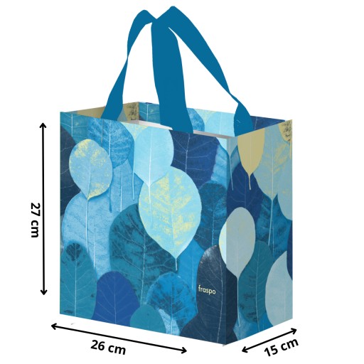 nákupná taška sieťovaná TAŠKA do obchodu 26x15x27cm 10l LISTY modrá