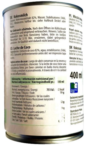 KOKOSOVÉ MLIEKO (82% extrakt) 400ml DIAMANT