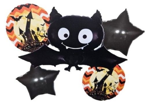 Halloweensky fóliový balón Bat, sada 5 ks
