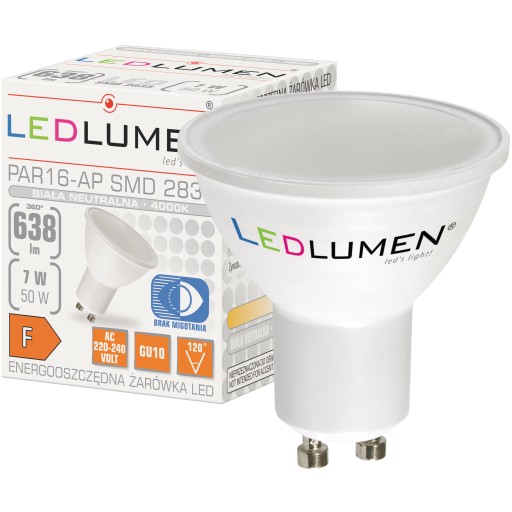 GU10 LED žiarovka 7W=50W SMD 638lm 120° Úspora energie Bez blikania 4000K