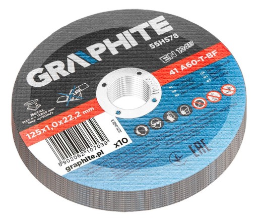 Rezné kotúče na kov 125mm 1mm 22,2mm 10ks. Balenie grafitovej brúsky