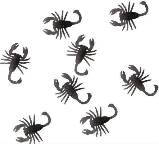 Sada 8 ks umelých škorpiónov 6cm halloweenskej dekorácie