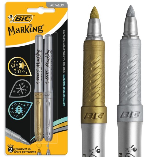 BIC PERMANENTNÝ ZNAČOVAČ METALICKÝ ZLATÝ A STRIEBORNÝ X2