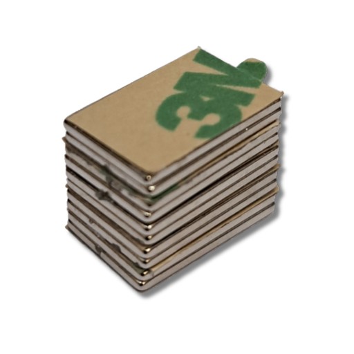 Neodymový magnet 15x10x1 mm s 3M lepiacou páskou 10 ks