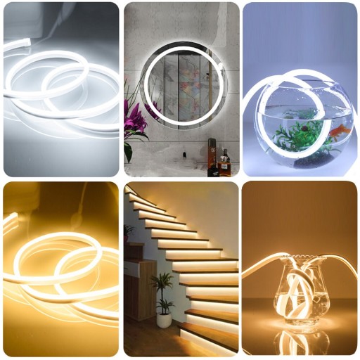 NEON flex LED pás IP68 230V 8x16 8W neutrálny 1m