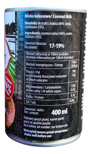 Kokosové mlieko 86% mlieko 400ml Asia Kitchen