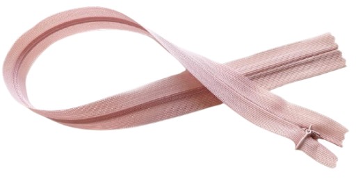 40 cm krytý špirálový zips, nerozopínateľný, svetlo púdrovo ružový