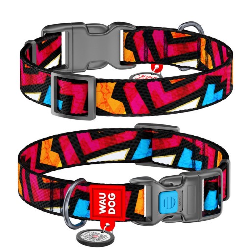 Nylonový obojok pre psa, kresba Graffiti, veľkosť M, 28-40 cm, 20 mm