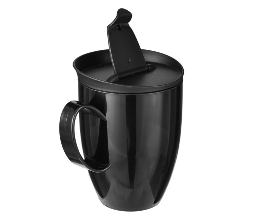 GASTRO hrnček S viečkom, OPÄTOVNE POUŽITEĽNÝ, 450ML, ČIERNA
