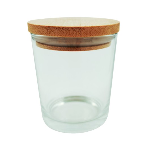 Bezfarebná sklenená dóza 230 ml s bambusovým viečkom