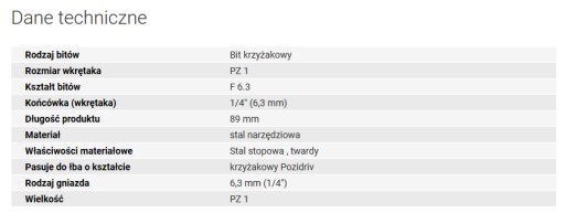 Bit PZ1 x 89mm 1/4