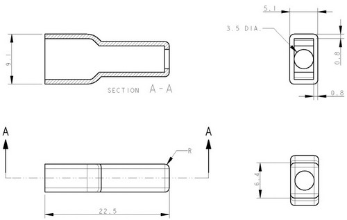Kryt krytu Izolácia konektora kábla PVC 6,3 mm