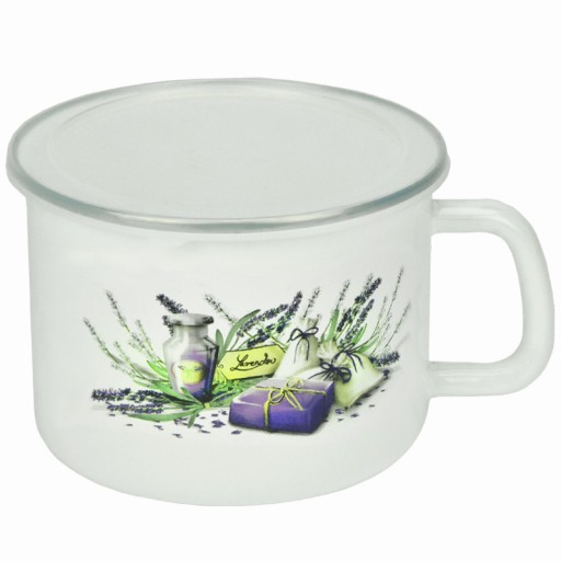 HRNEK BIELY LEVANDUĽA Smaltovaný s pokrievkou 2200 ml