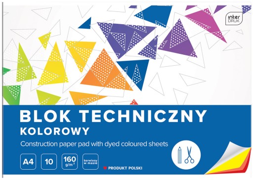 INTERDRUK farebný technický blok A4, 10 listov, 160g