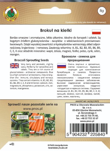 SEMIENKA BROKOLICOVÝCH KLÍČKOV 8g BOHATÝ ZDROJ VITAMÍNOV, VHODNÉ DO ŠALÁTU