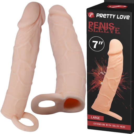 Predlžovací návlek na penis, veľký, hrubý, 18 cm rukáv