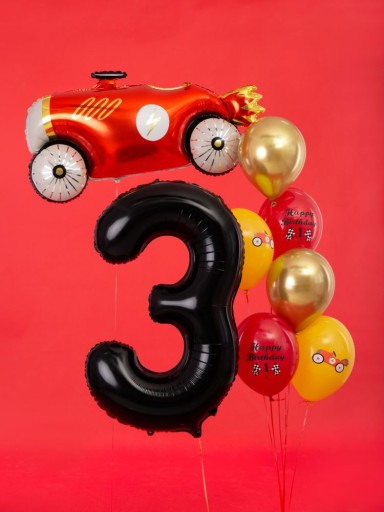 FÓLIOVÝ BALÓN ČÍSLO 3 ČIERNY veľký 86 cm pre HEL k narodeninám