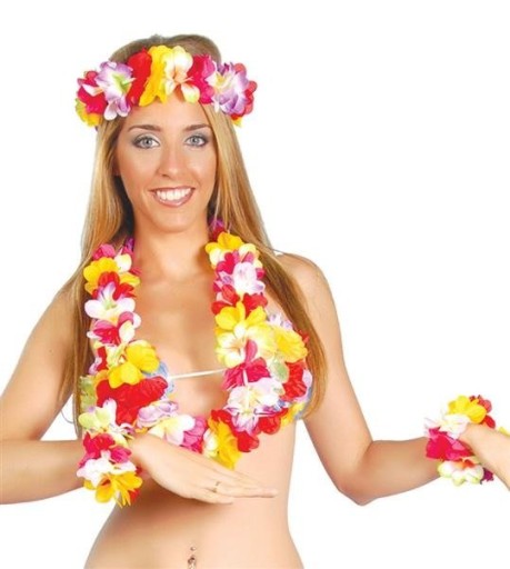 HAWAIIAN SET HAVAJSKÉ KVETY ŽLTÉ A ČERVENÉ
