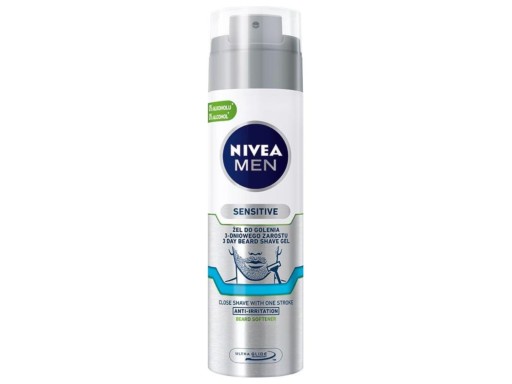 Nivea Men Sensitive gél na holenie na 3-dňové fúzy 200 ml