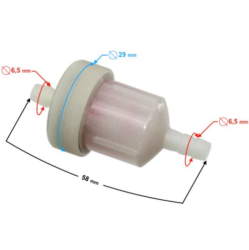 ODNÍMATEĽNÝ PALIVOVÝ FILTER Motocykle s 6,5 mm hadicou