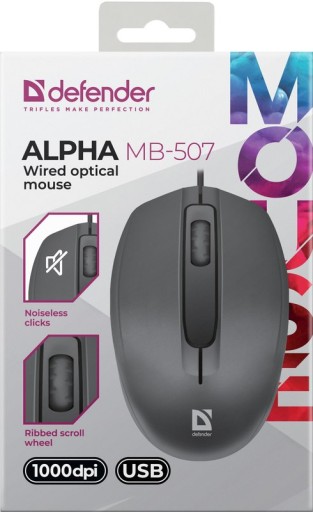 Defender ALPHA MB-507 1000dpi tichá káblová myš bez kliknutia