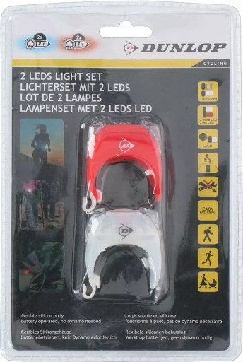 Sada LED bicyklových svetiel, predných a zadných, silikónových bicyklov DUNLOP