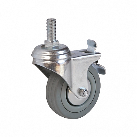 OTOČNÉ KOLESO KOLESO VÍRIVÉ GUMOVÉ S BRZDOU 75MM 50KG stopka 12MM