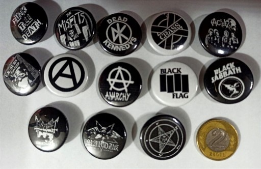 BADZIK PUNK METAL ANARCHY PENTAGRAM PIN