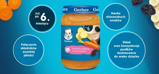 Gerber Bravčový kotlet slivková zelenina po 6 mesiacoch 190g