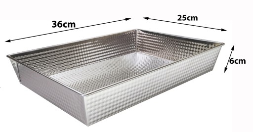 Klasický obdĺžnikový plech na torty 36 cm, veľký, pocínovaný
