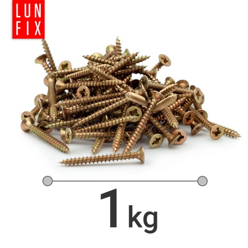 Skrutky do dreva kalené 4x35mm, zápustná hlava, pozinkované, 1 kg