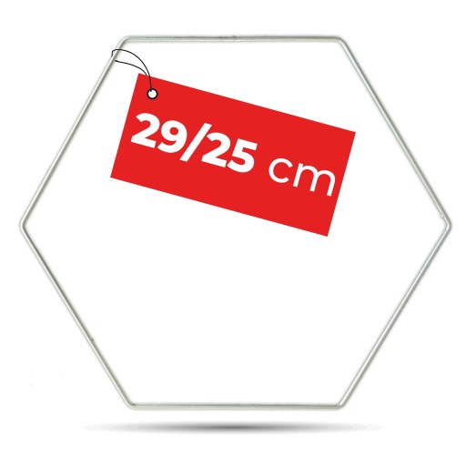 Prsteň na lapače snov a značky 29 x 25 cm Kovový kruh STRIEBORNÝ HEXAGON