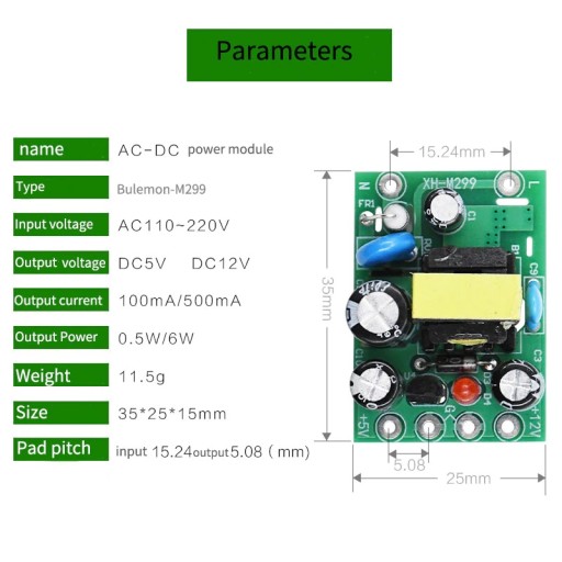 MODUL KONVERTORA AC-DC 110-230AC NA 5 A 12V DC