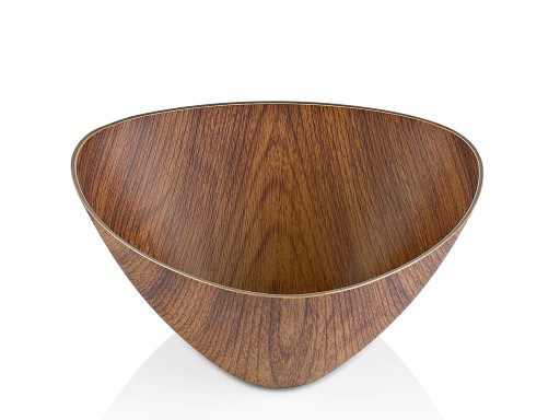 Trojuholníková misa, plastová miska na šalát, drevo, 16 cm