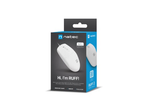 Natec RUFF 2 1000 DPI drôtová myš, biela