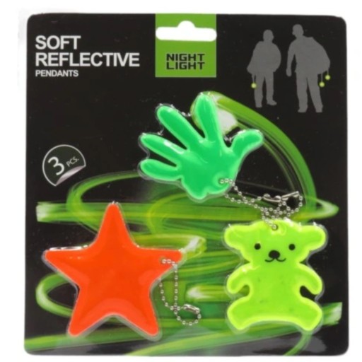 Prívesok na kľúče figúrka Reflexný detský batoh Teddy Bear Star Viditeľný