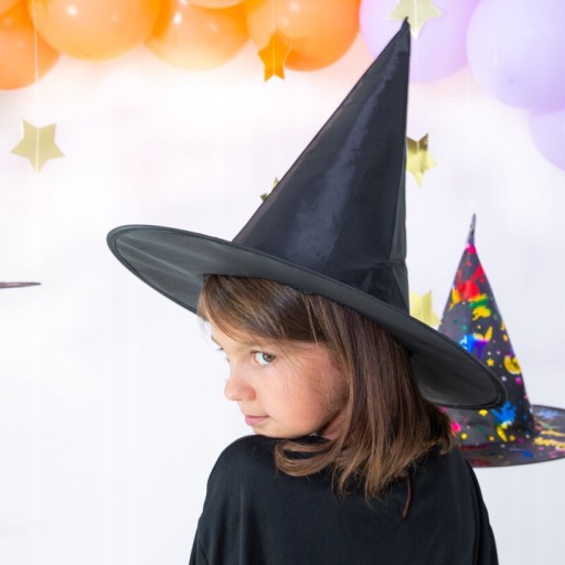 Čierny čarodejnícky klobúk PRE HALLOWEENSKÉ ČARODEJKY VEĽKÉ na deň svätého Ondreja