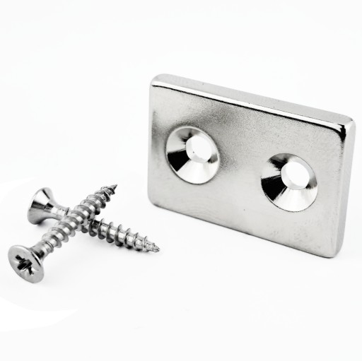NEODYMOVÝ MAGNET NA SKRUTKU 30x20x4 S OTVOROM 8/4 + SKRUTKY