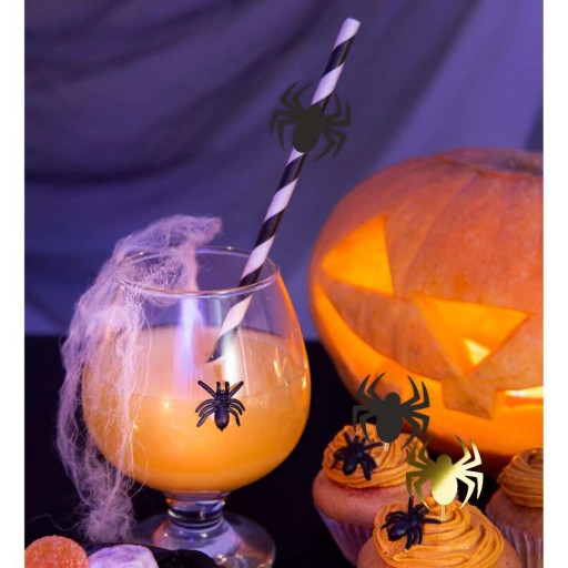 papierové SLAMKY s PRUHMI čierne PAVÚKY tarantule HALLOWEEN X6
