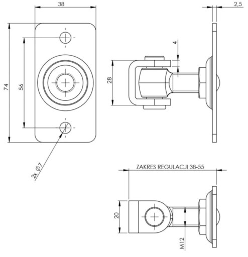 NASTAVITEĽNÝ PÁN M12 74x38 BRÁNA POZINKOVANÁ BRÁNKA