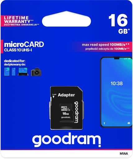 GOODRAM micro SDHC KARTA 16GB + SD ADAPTÉR 100MB/s