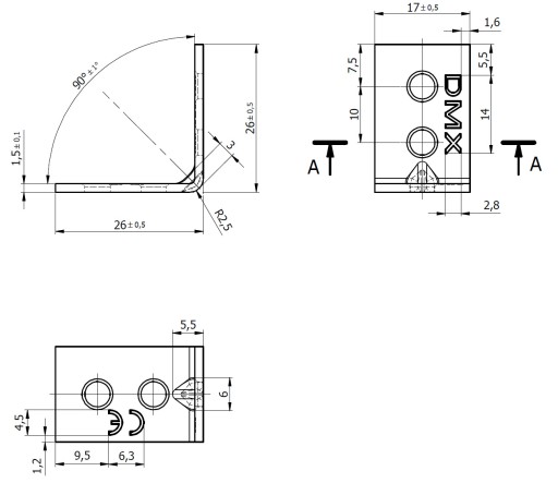 KW1 KONEKTOR ÚZKOÚHLEJ LIŠTY MONTÁŽNEHO TYPU NA DREVO 25x25x17x1,5 50 ks DOMAX