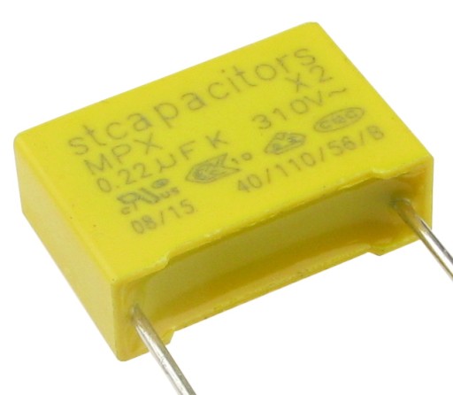 Kondenzátor MKP 220nF/310VAC X2 raster 15mm (2ks) /4507-2