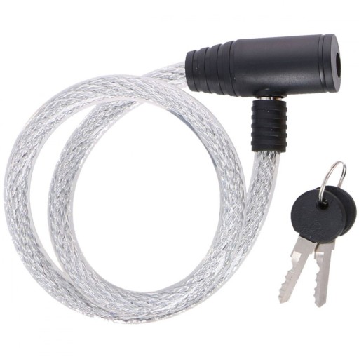 DUNLOP SPIRAL BIKE LOCK S KĽÚČOM 1,2x65CM - TRANSPARENTNÝ