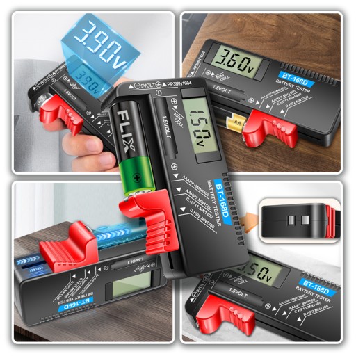 DIGITÁLNY TESTER BATERIE METER LCD VOLTMETER AA AAA C D 9V