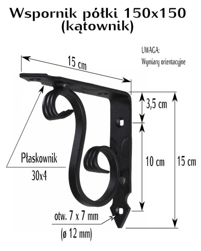 DEKORATÍVNY KOVANÝ DRŽÁK POLICE 150 x 150 BIELY