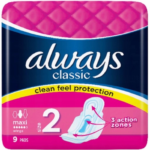 Hygienické vložky Always Classic Maxi s krídelkami 9 ks