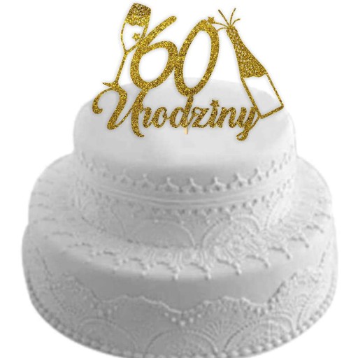 CAKE TOPPER dekorácia zlaté trblietky 60th BIRTHDAY