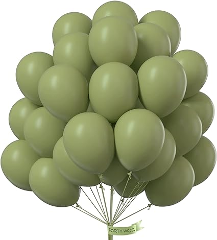Boho balóny, olivovo zelené, veľké, 10 kusov, narodeninové