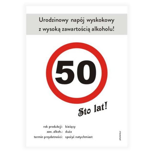narodeninové etikety k 50. narodeninám ALCOHOL vodka